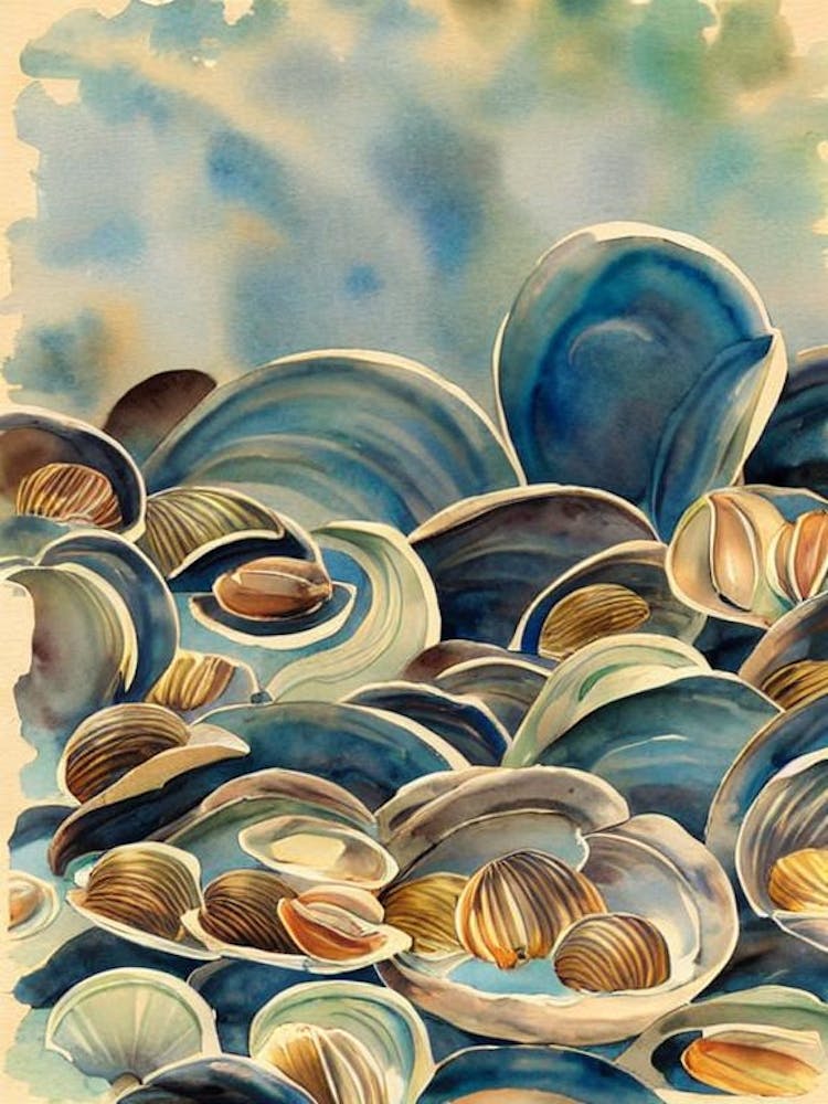 Clams Vintage Graphic Watercolour