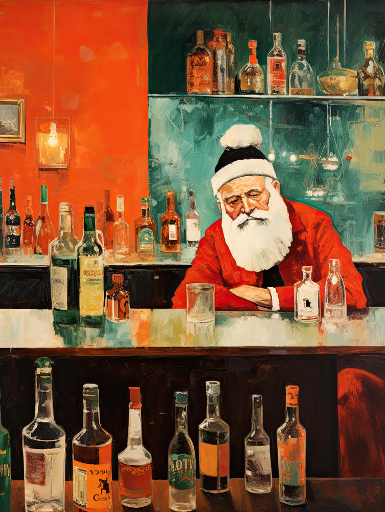 Père Noël Triste Au Bar