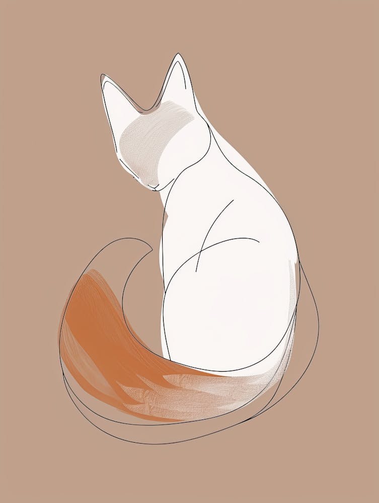 Cat Portrait - Boho, Line Art