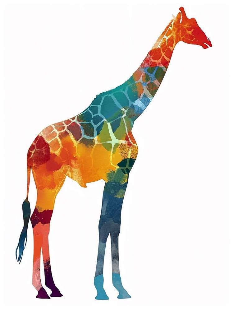 Rainbow Giraffe Watercolour 1