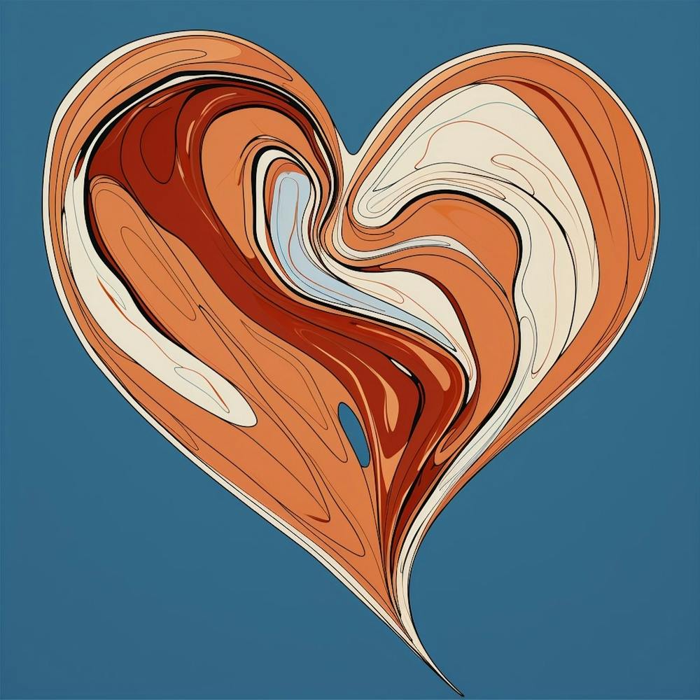 Swirl Brown & Blue Heart 2