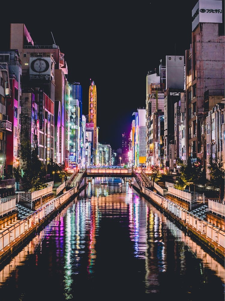 Dotonburi bei Nacht, Osaka, Japan
