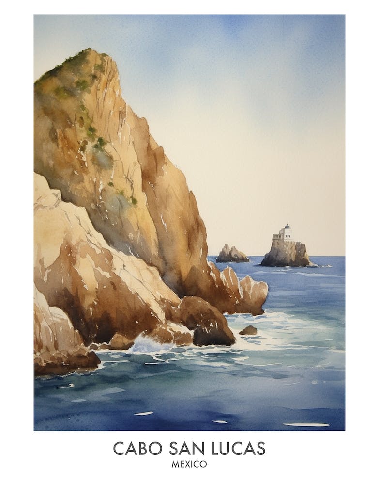 Cabo San Lucas 2 Watercolour Travel Poster Art Print by Fusion Designs ...