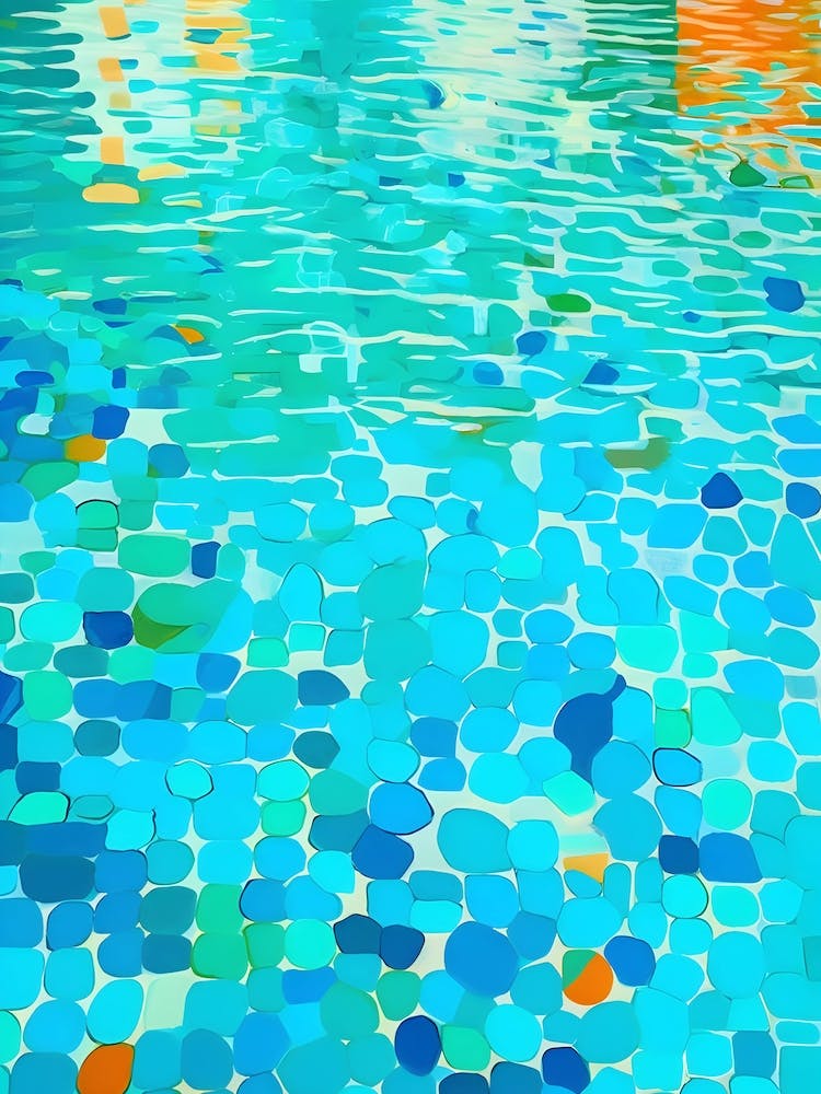Cyan Oasis Bright Blue Swimming Pool