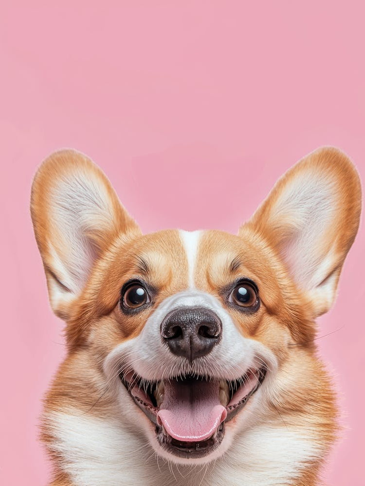 Cute Corgi Dog On Pink Background.Generated AI. Wall