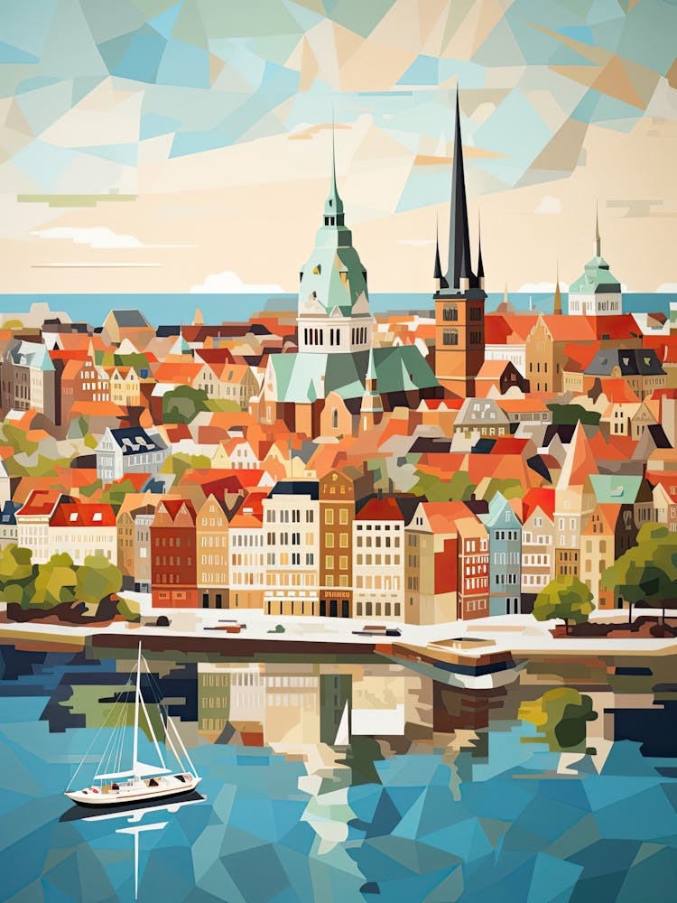 Copenhagen, Denmark, Geometric Illustration 1
