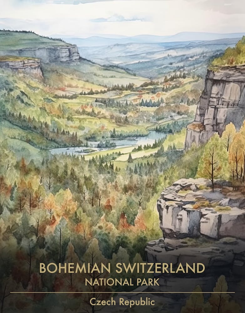 Bohemian Switzerland National Park Czech Republic Watercolour 3