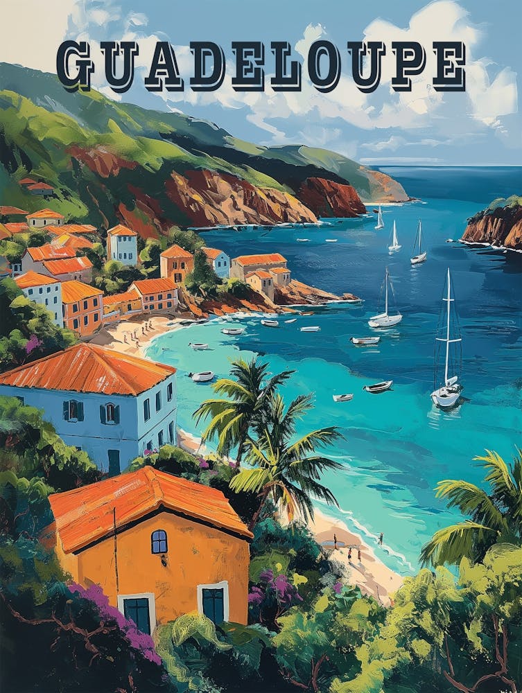 Serene Guadeloupe Watercolor Island Poster