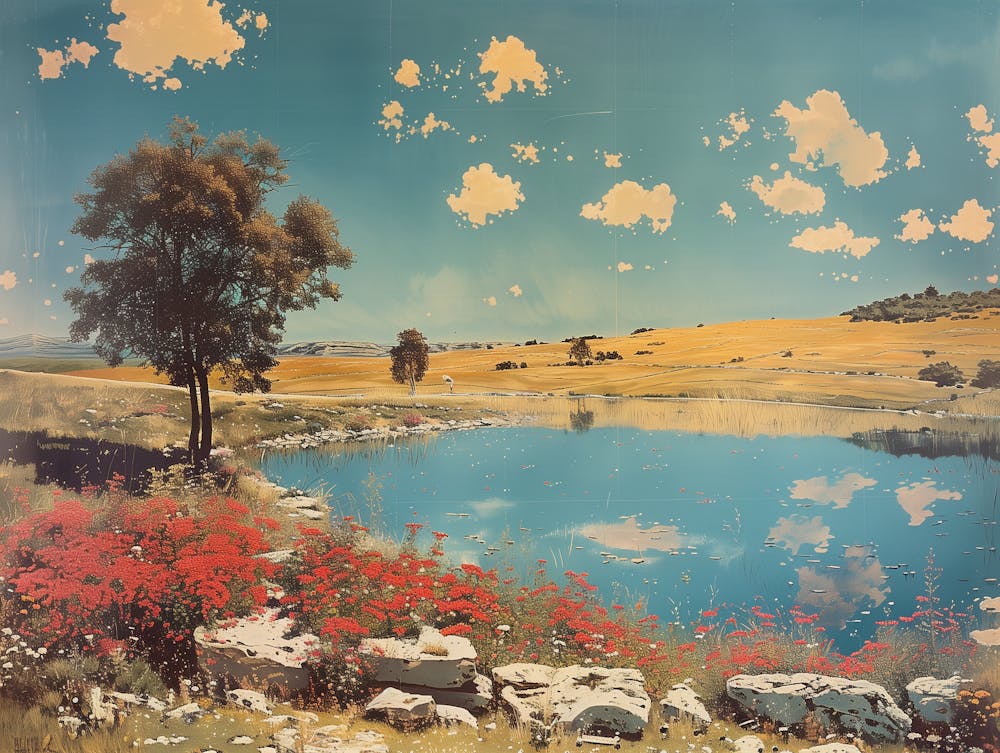 Red Flowers In A Field