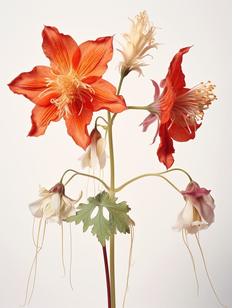 Art Botanique Fleur Sauvage Pressée - Ancolie 2