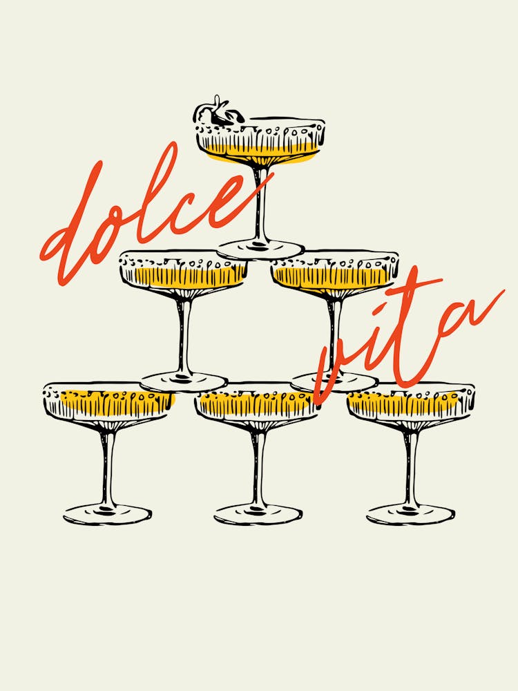 Dolce Vita Champagne Tower Print