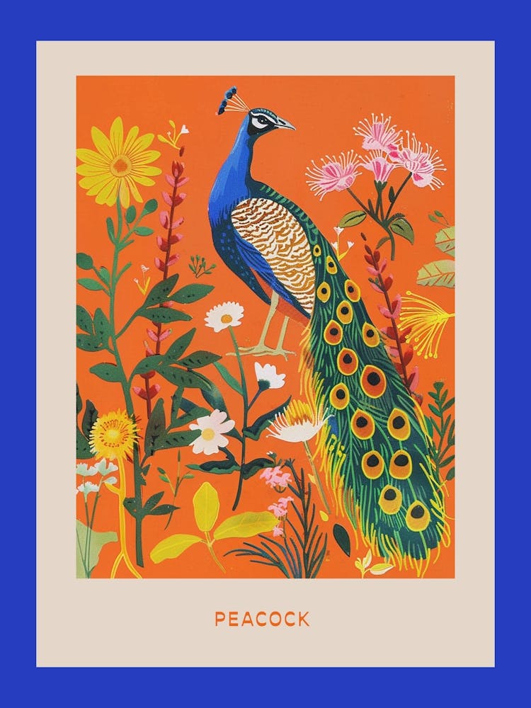 Spring Birds Poster Peacock 4