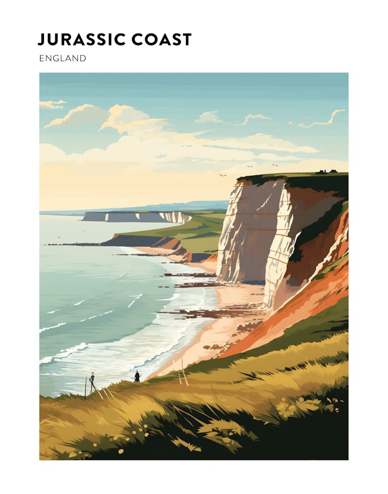 Jurassic Coast England 3 Hiking Trail Landscape Poster