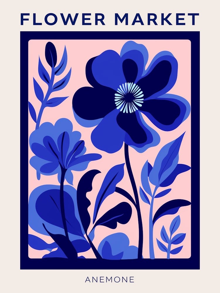 Blue Flower Market Poster Anemone 3