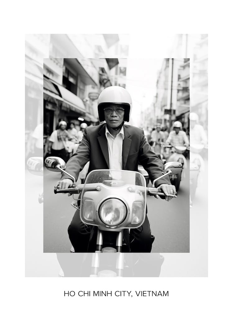 Poster Of Ho Chi Minh City, Vietnam, Black And White Old Photo 4