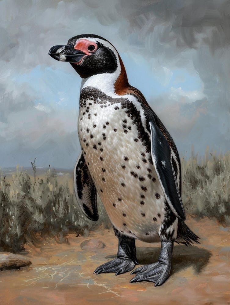 African Penguin Salisbury Plain Oil Painting 4