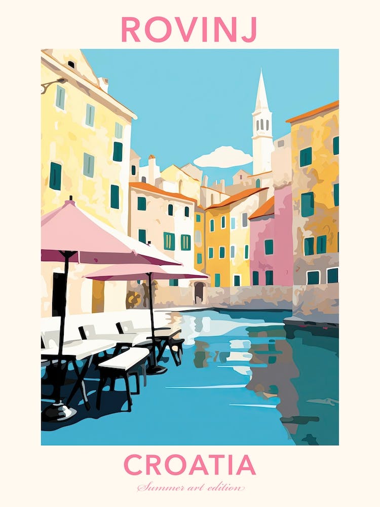 Rovinj, Croatia, Flat Pastels Tones Illustration 4 Poster