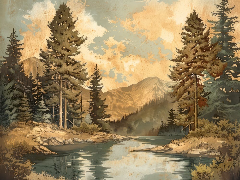 Retro Wooded Pines 7