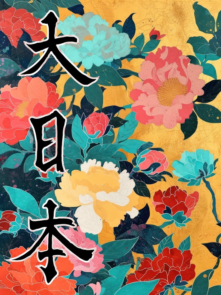 Great Japan Hokusai Japanese Flowers 12 Poster