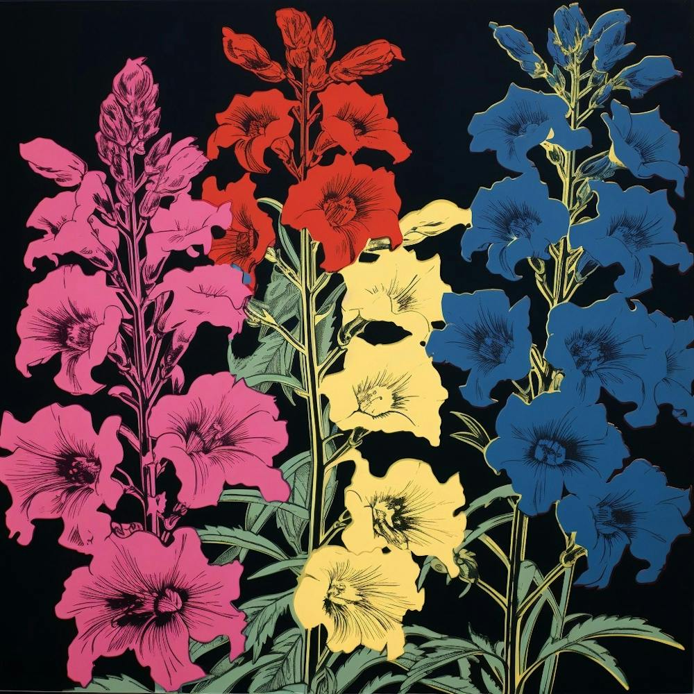 Rittersporn 1 Pop-Art-Illustration Quadratisch