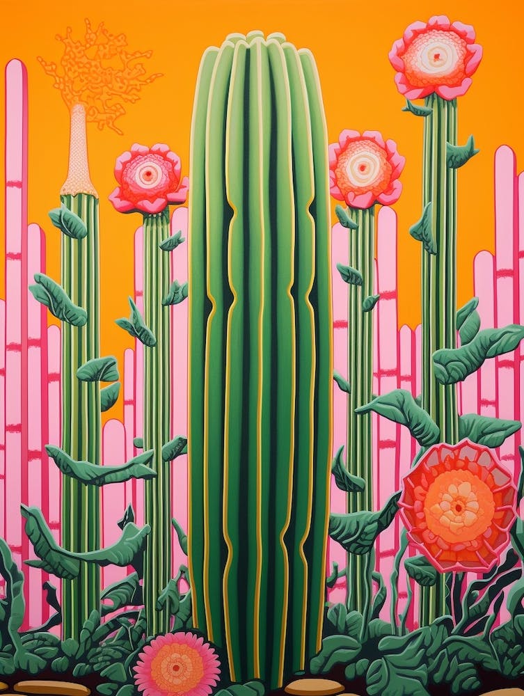 Mexican Style Cactus Illustration Organ Pipe Cactus 4