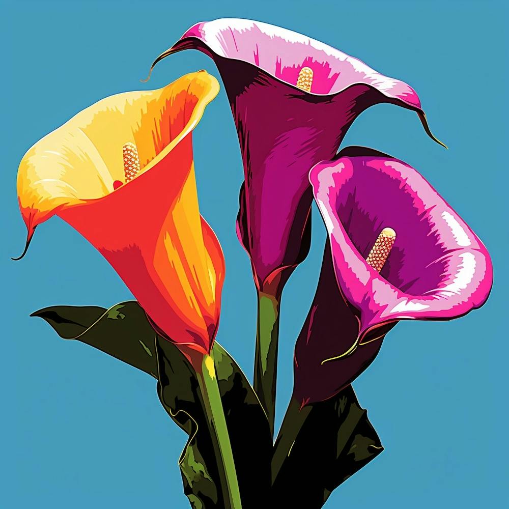 Andy Warhol Style Pop Art Flowers Calla Lily 2 Square