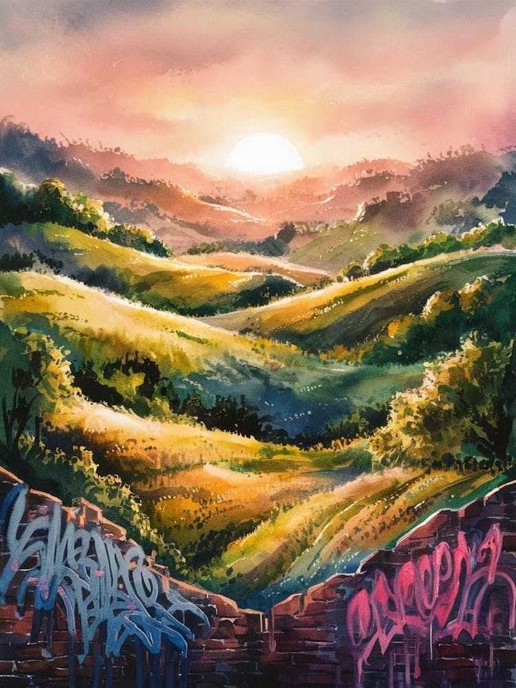 Sonnenuntergang in den Hügeln
