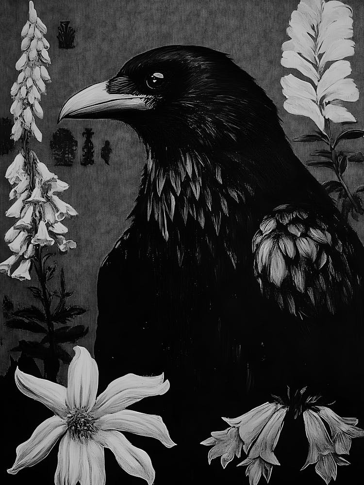 Crow And Flowers