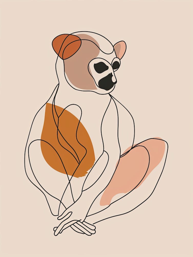 Lemur - Boho, Line Art