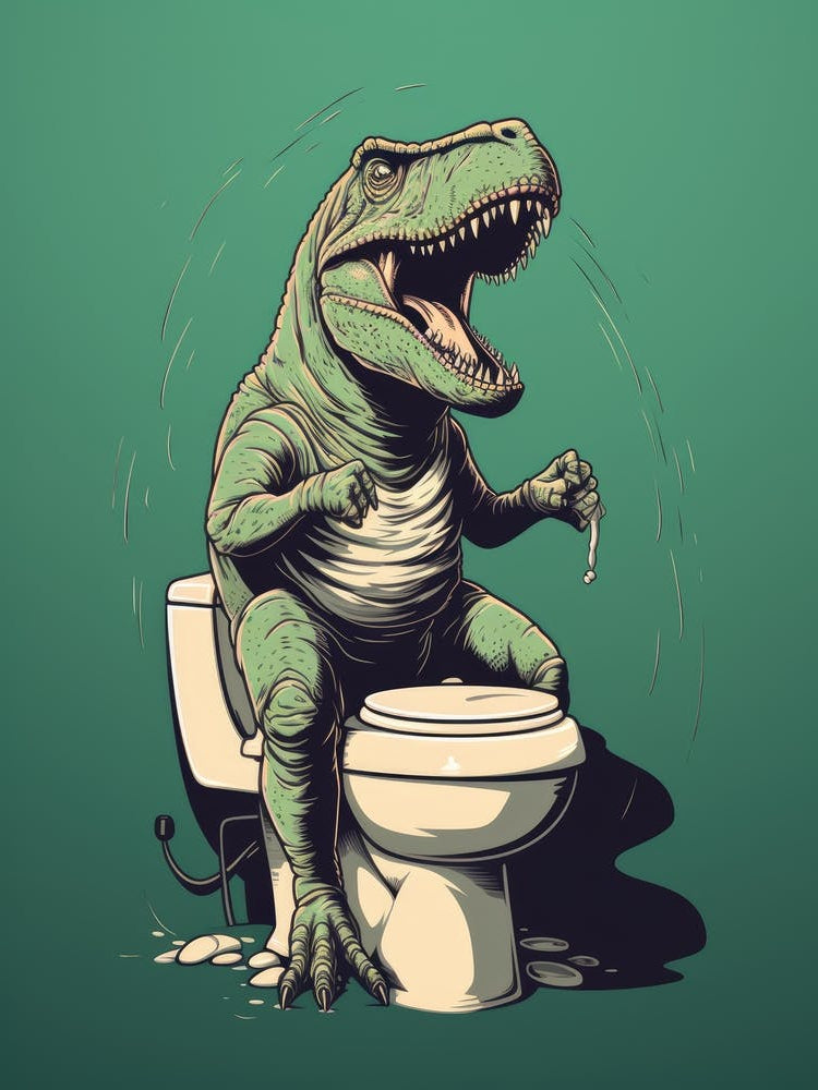 T-Rex On Toilet