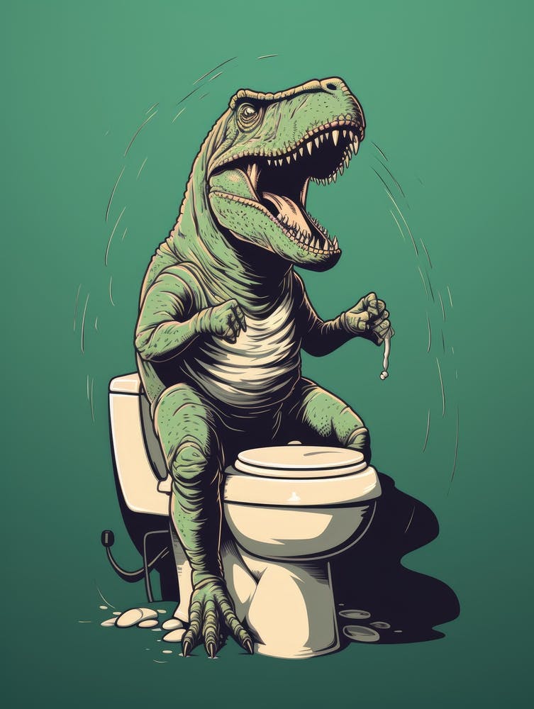 T-Rex On Toilet