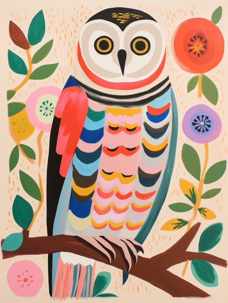 Pink Scandi Snowy Owl 2