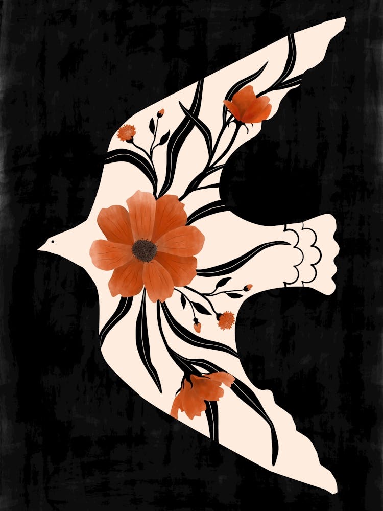 Dove With Red Flowers No.1