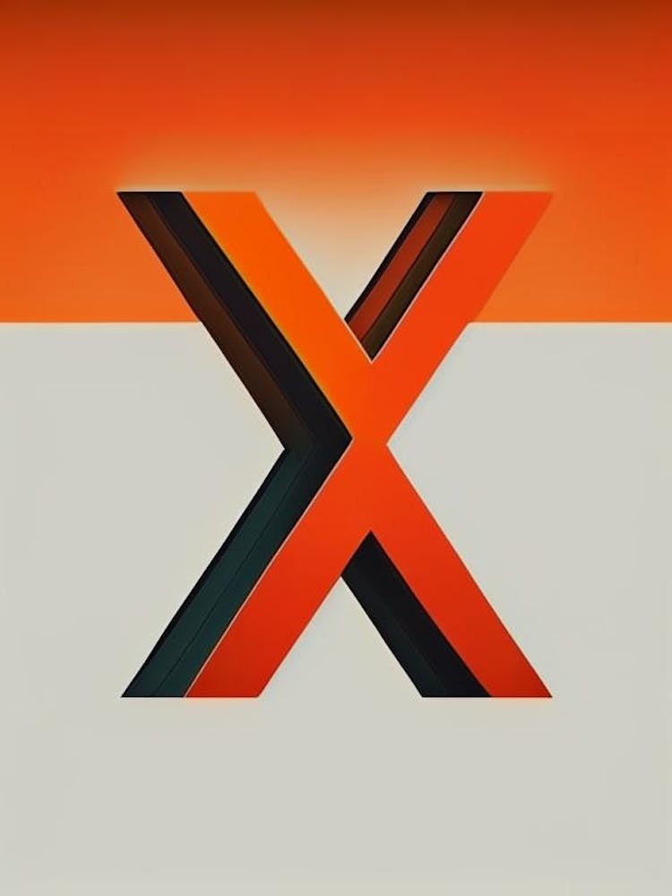 X, Letter, Alphabet Retro Minimal 5