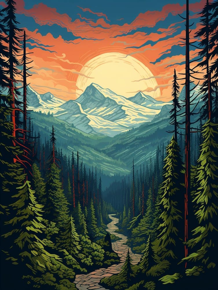 Mount Rainier National Park Retro Pop Art 8