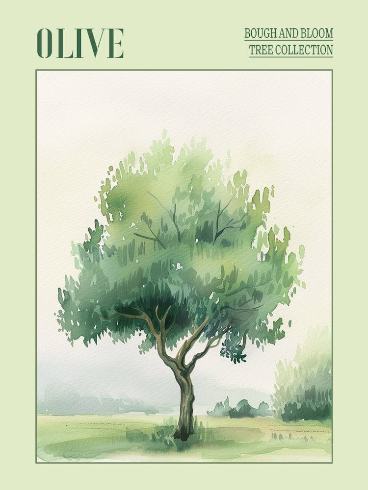 Olive Tree Atmospheric Watercolour Painting 1 Poster