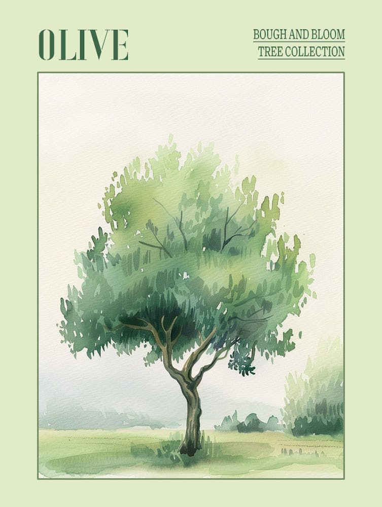 Olive Tree Atmospheric Watercolour Painting 1 Poster