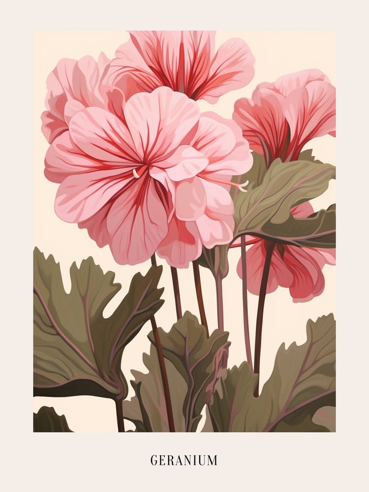 Floral Illustration Geranium 4 Poster