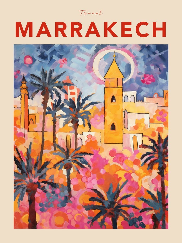 Marrakech Morocco 4 Fauvist Travel Poster