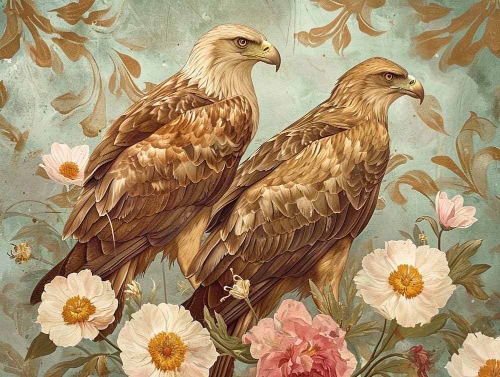 Floral Animal Illustration Eagle 1