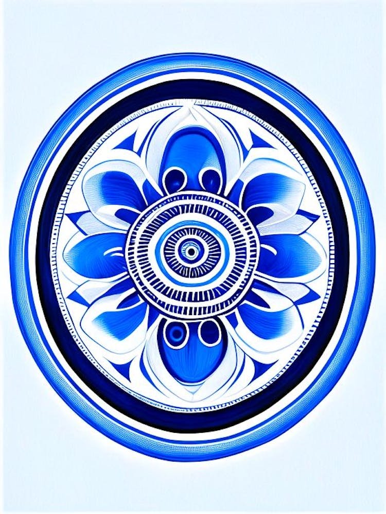 Roue du Dharma, Symbole, Troisième Œil Bleu et Blanc 1