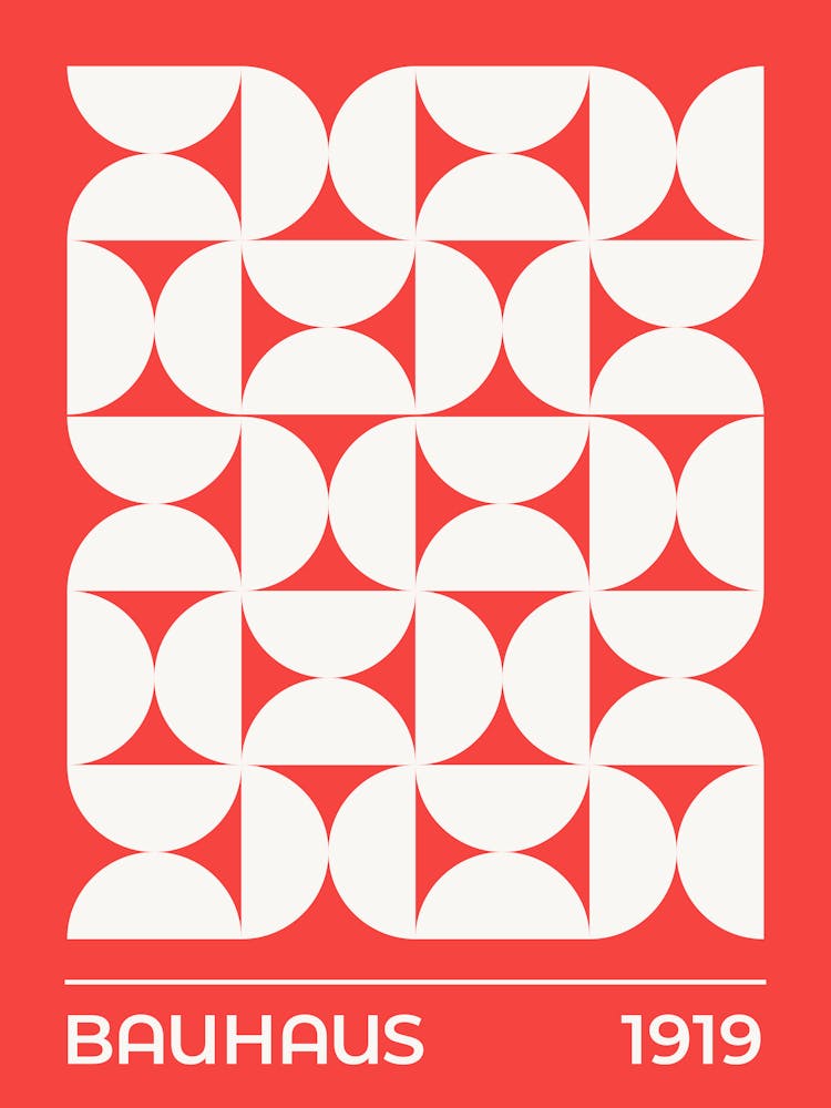 Bauhaus Exhibition 1919 Pattern (Red Tone), bauhaus, vintage, retro, pop, contemporary, 70s, 90s, colorful, European, exhibition, museum, abstract, cool, aesthetic, minimal, beige