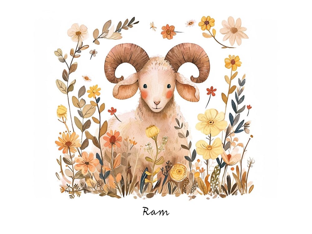 Little Floral Ram 4 Poster