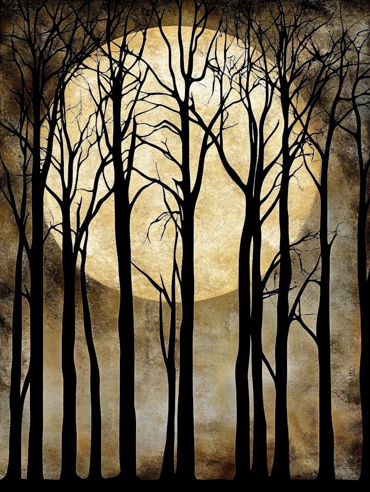 Full Moon In The Forest Art