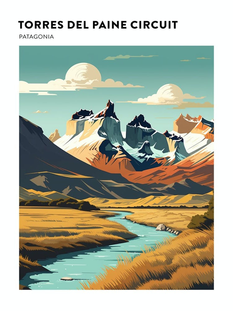 Torres Del Paine Circuit Chile 1 Hiking Trail Landscape Poster