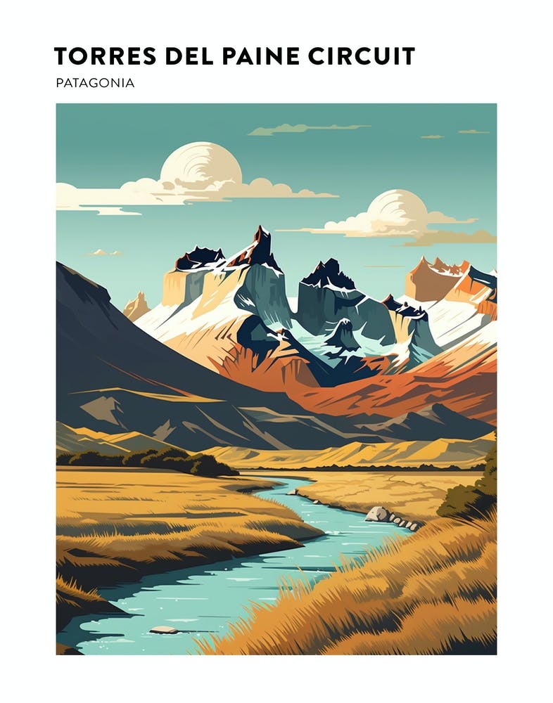 Torres Del Paine Circuit Chile 1 Hiking Trail Landscape Poster