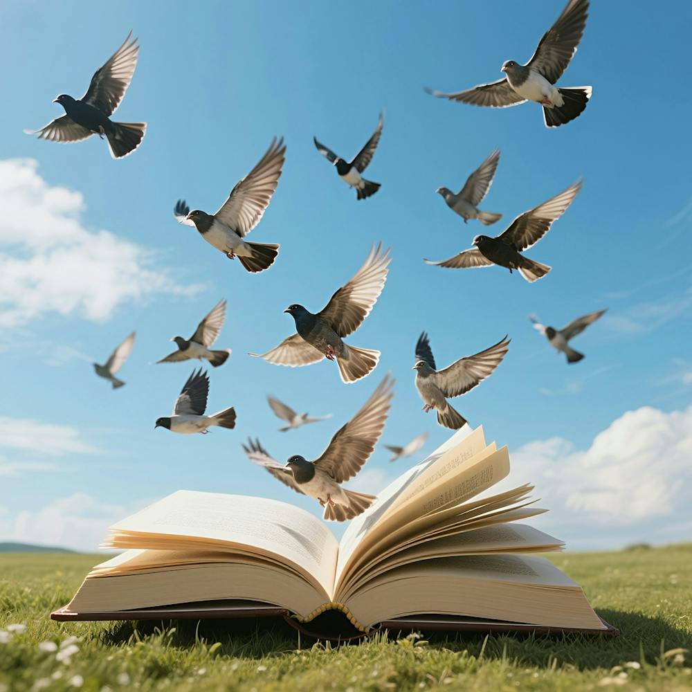 Open Book With Birds
