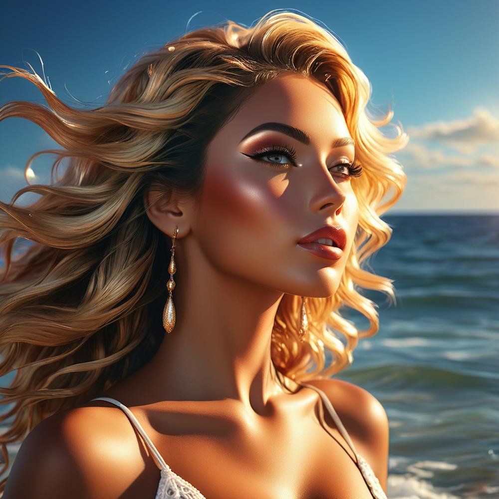 Beautiful Woman On The Beach