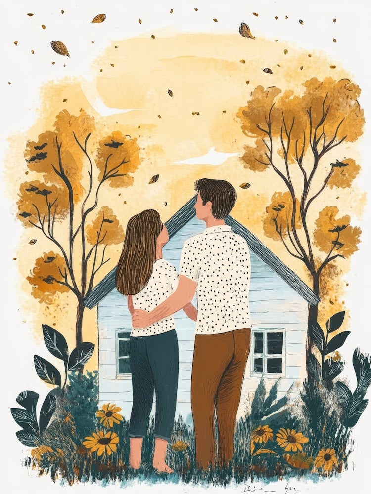 Couple And A House With People Inside 1