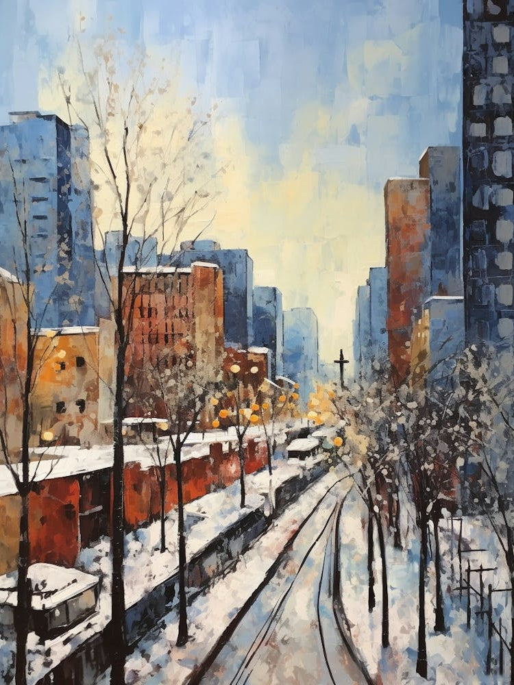 Winter City Park Painting High Line Park New York City 3
